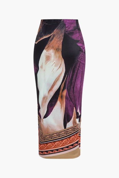 Robe Deux Pièces Blouse Asymétrique et Jupe Pencil Féminine