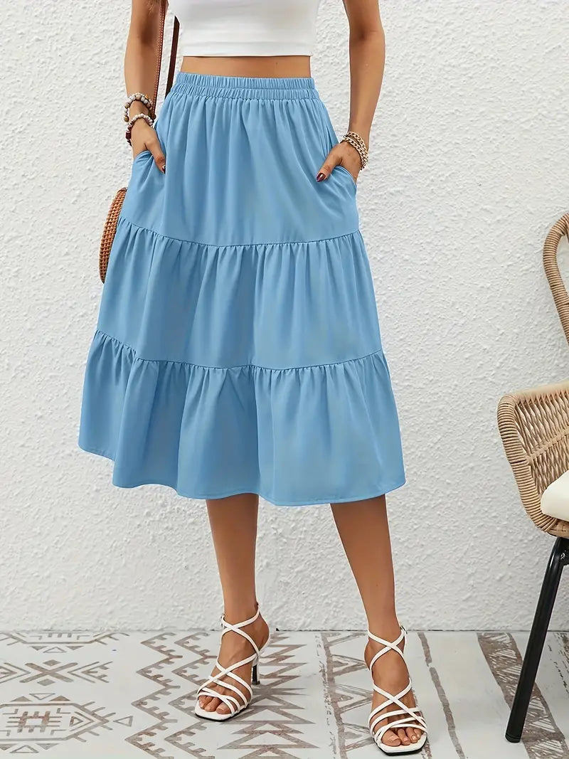 Jupe Été Florale pour Femme - Confortable avec Poches et Coupe Droite