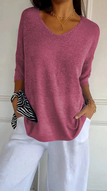 Pull Femme Rose Pastel Manches Courtes Chic