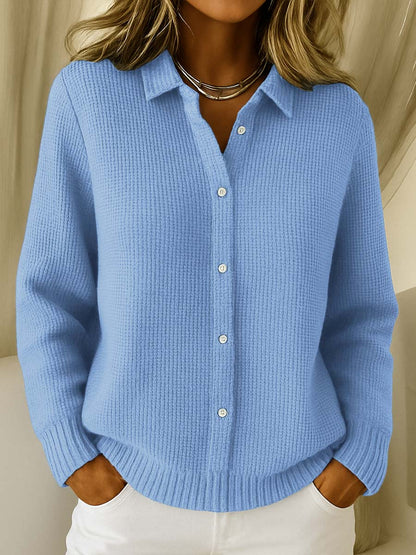 Cardigan Femme Coton Extensible Col Chemise Coupe Ajustée - PanierRoyale