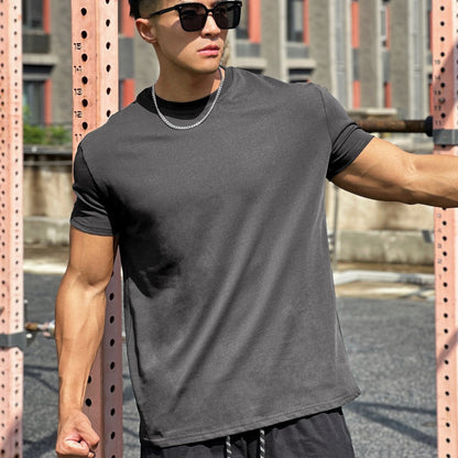 T-Shirt Homme Sport Coton Manches Courtes Respirant - PanierRoyale
