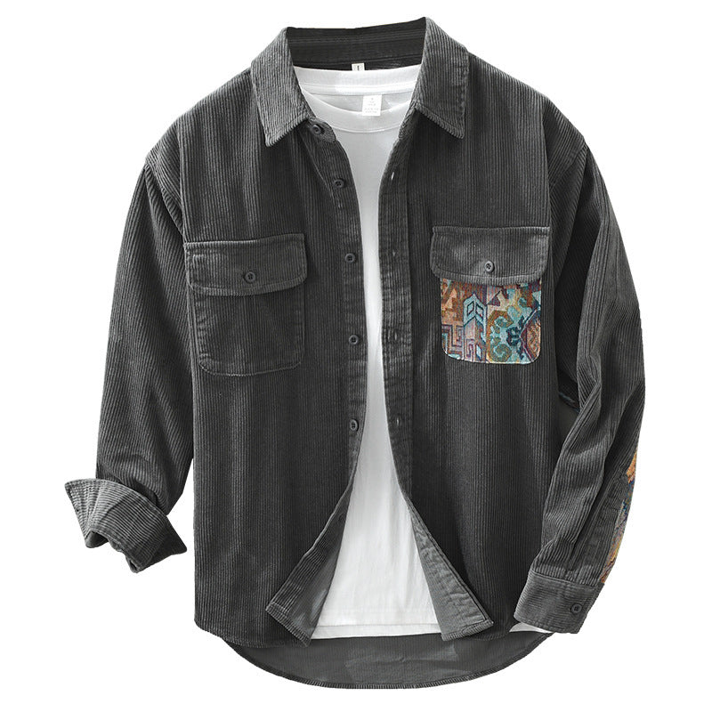 Chemise Homme Vintage en Coton Longue Manche