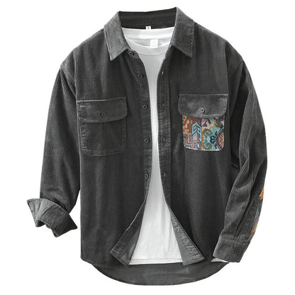 Chemise Homme Vintage en Coton Longue Manche