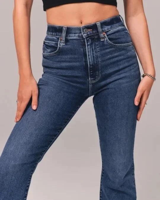 Jeans Haute Taille Évasée Femme Moderne