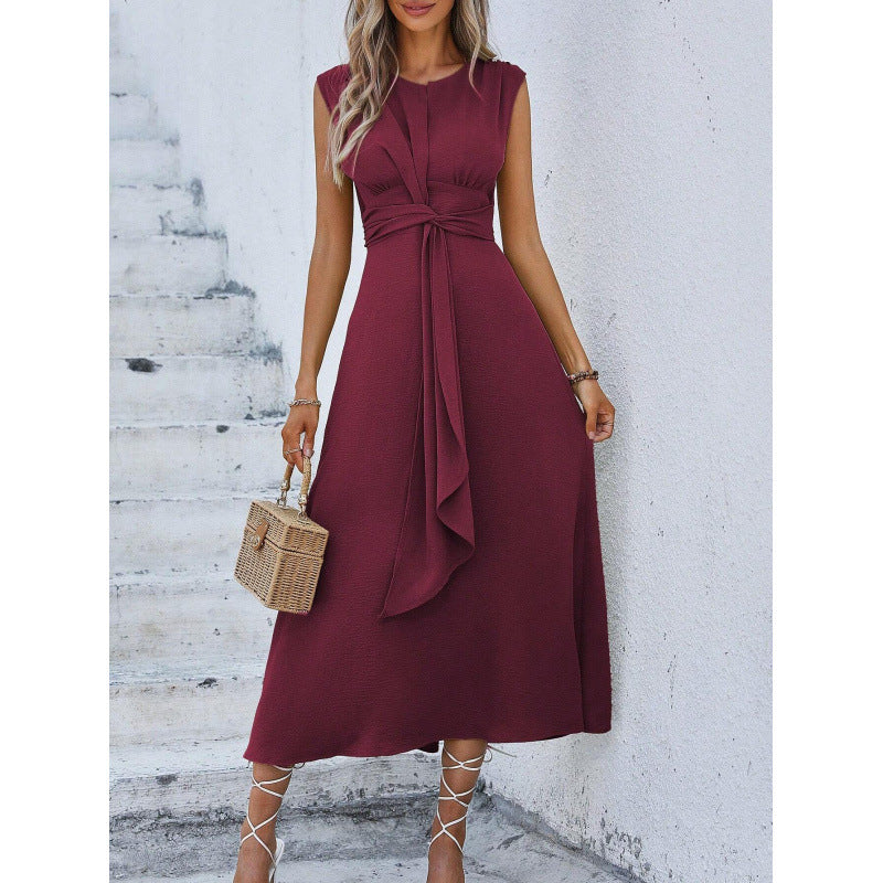 Robe longue Femme Sans Manches Taille Drapée