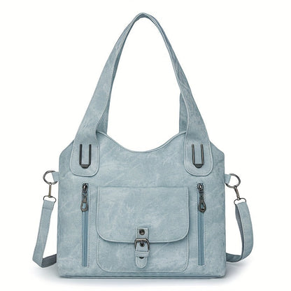 Sac à main cuir marron avec fermeture et poches intérieures