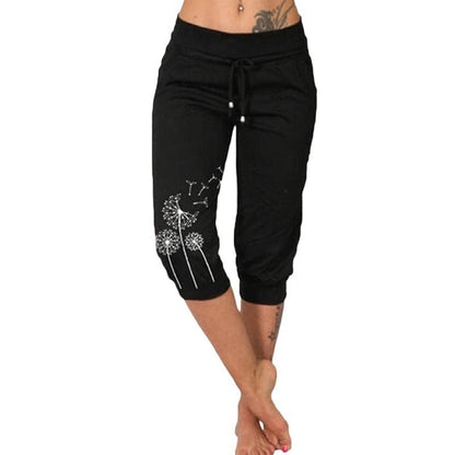 Pantalon de sport femme 7/8 imprimé fleurs colorés