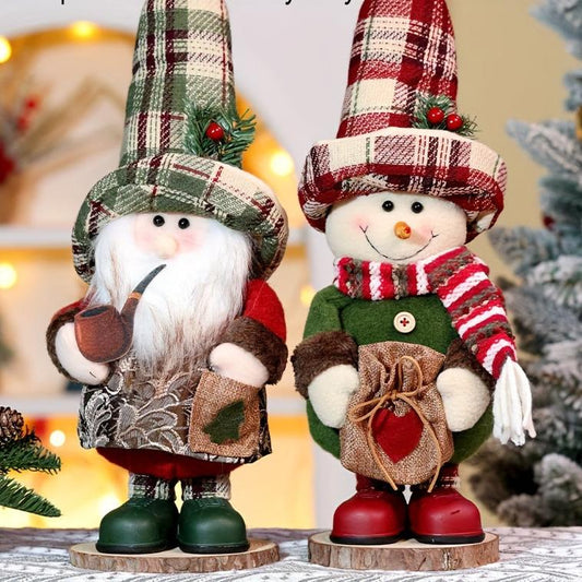 Décoration de Noël en Porcelaine : Père Noël et Bonhomme de Neige Colorés - PanierRoyale