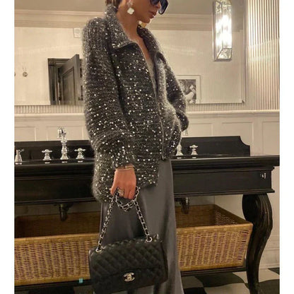 Gilet Femme Pailleté Glamour Élégant