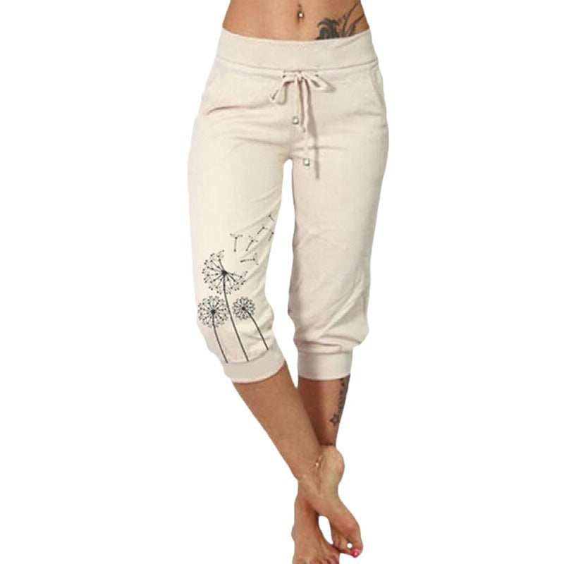 Pantalon de sport femme 7/8 imprimé fleurs colorés