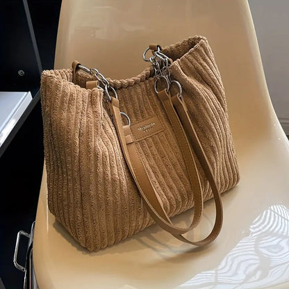 Sac à Main Grand Modèle Femme en Velours Doux avec Bandoulière Réglable