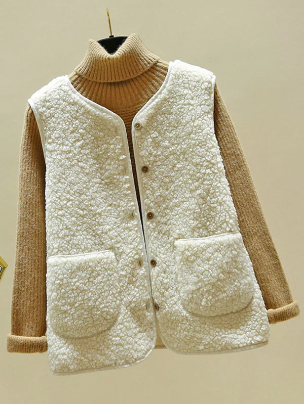 Gilet Femme Chic en Tissu Doux avec Fermeture Boutons - PanierRoyale