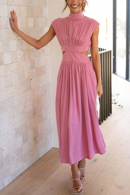 Robe Longue Femme Décontractée en Plissé Élégant