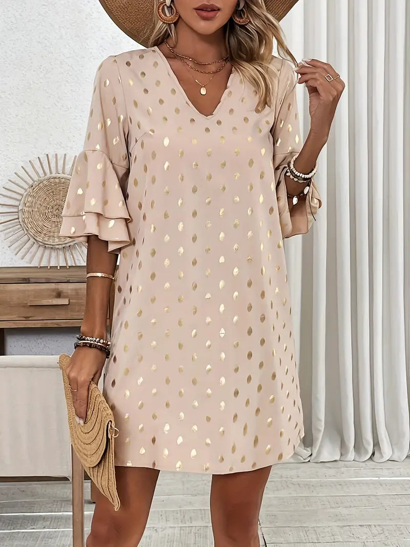 Robe Hiver Chic à Manches Longues et Col en V - PanierRoyale