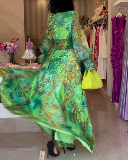 Robe longue Femme Fluide Taille empire Col en V Style bohème