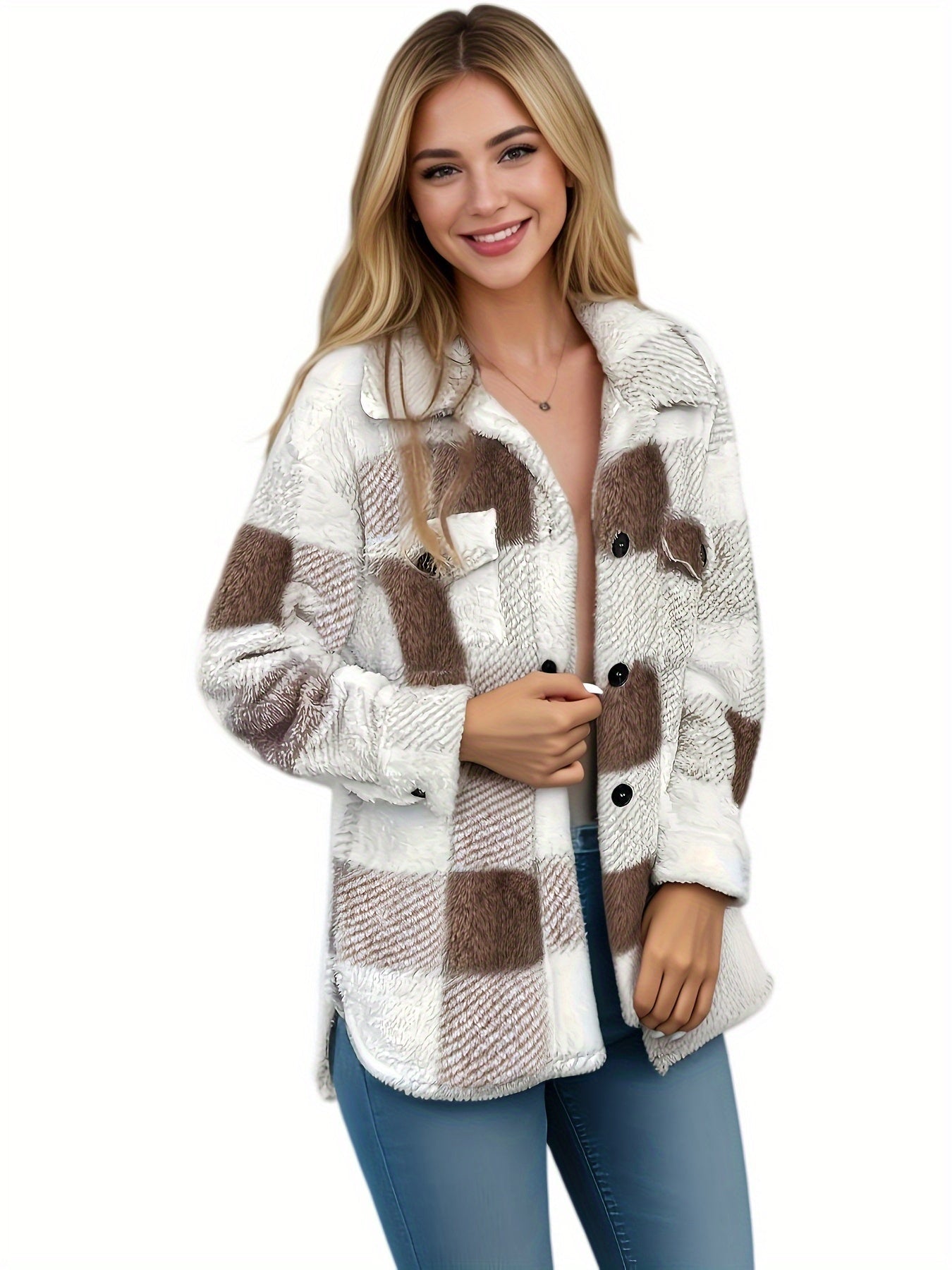 Veste Femme Peluche Coupe Ample Manches Longues