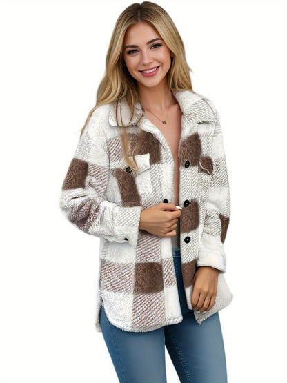 Veste Femme Peluche Coupe Ample Manches Longues