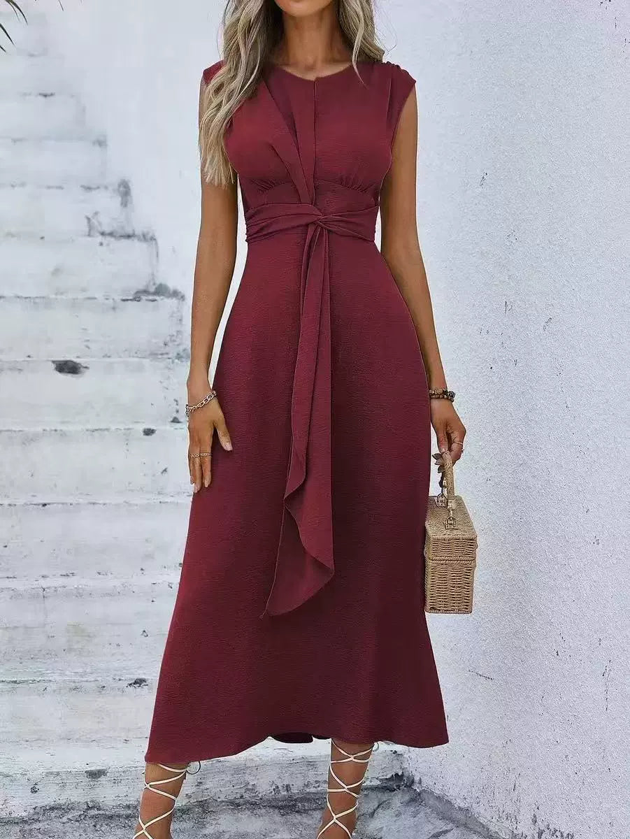 Robe longue Femme Sans Manches Taille Drapée