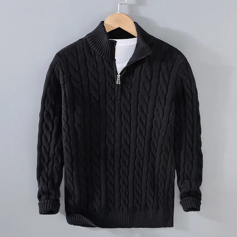 Pull Homme Beige Câblé à Fermeture Éclair