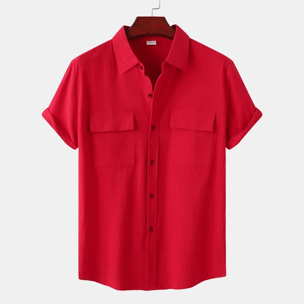 Chemise Homme Simples Manches Courtes avec Poches