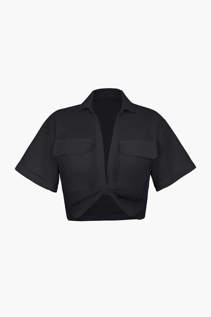 Chemise Femme Manches Courtes Col Chemisé Moderne