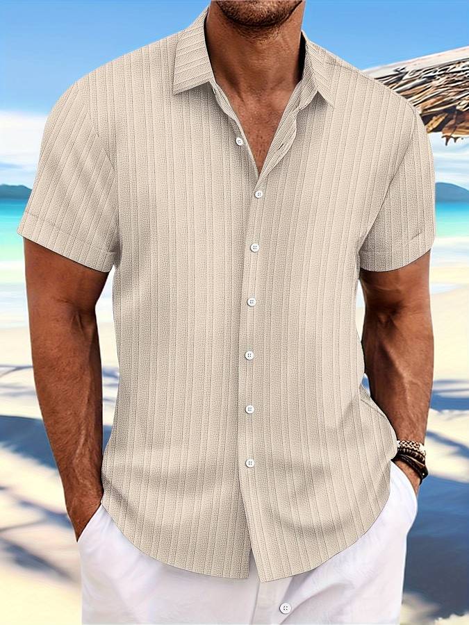 Chemise Homme Décontractée Rayée Manches Courtes