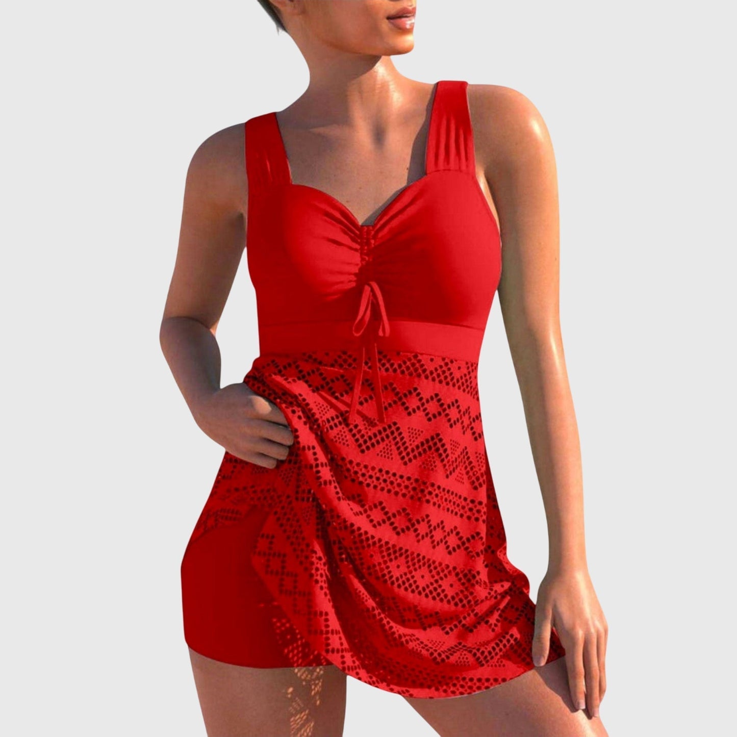 Maillot de bain deux pièces femme Tankini Dentelle Jupe Lien frontal