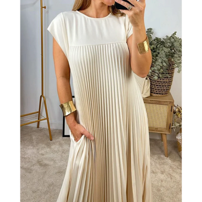 Robe Été Décontractée Plissée en Coton Uni - PanierRoyale