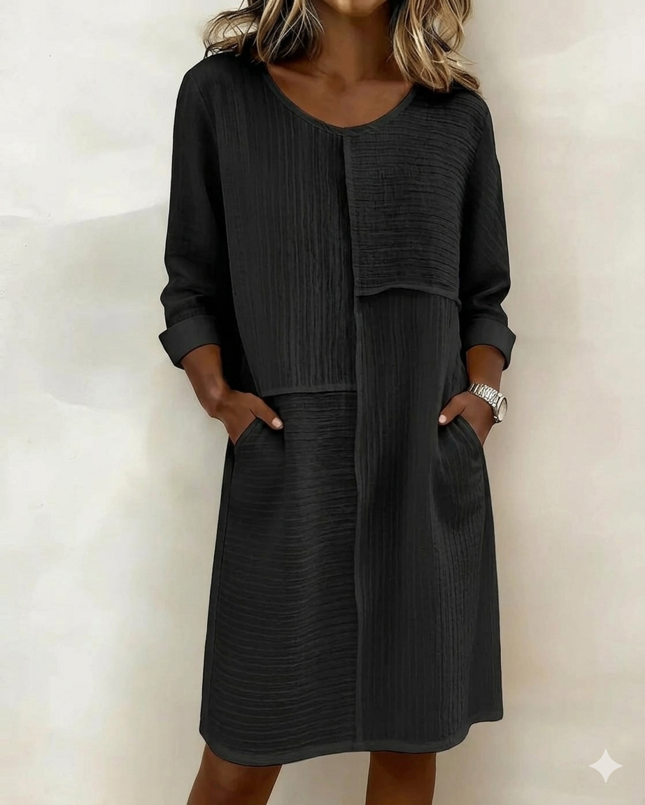 Robe Femme Coton Lin Texturée Coupe Fluide