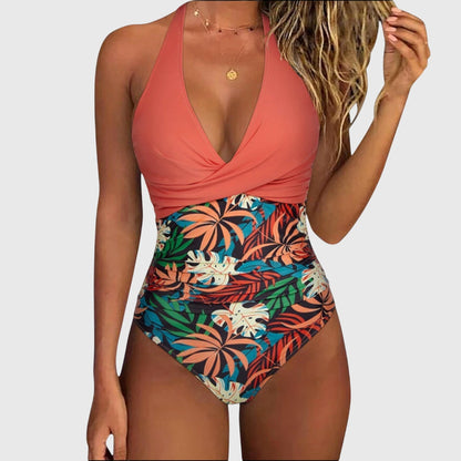 Maillot de bain une pièce Femme Col V croisé Froncé Halter