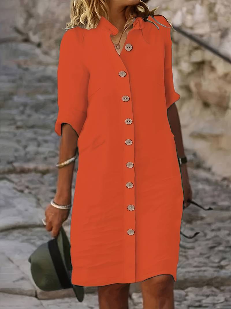 Robe Femme Décontractée à Manches Courtes et Coupe Élégante