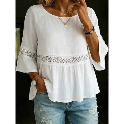 Blouse Femme Fluide Dentelle Manches Volantées