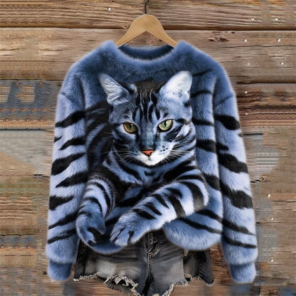 Sweat Femme Peluche Motif Animal Coupe Confortable