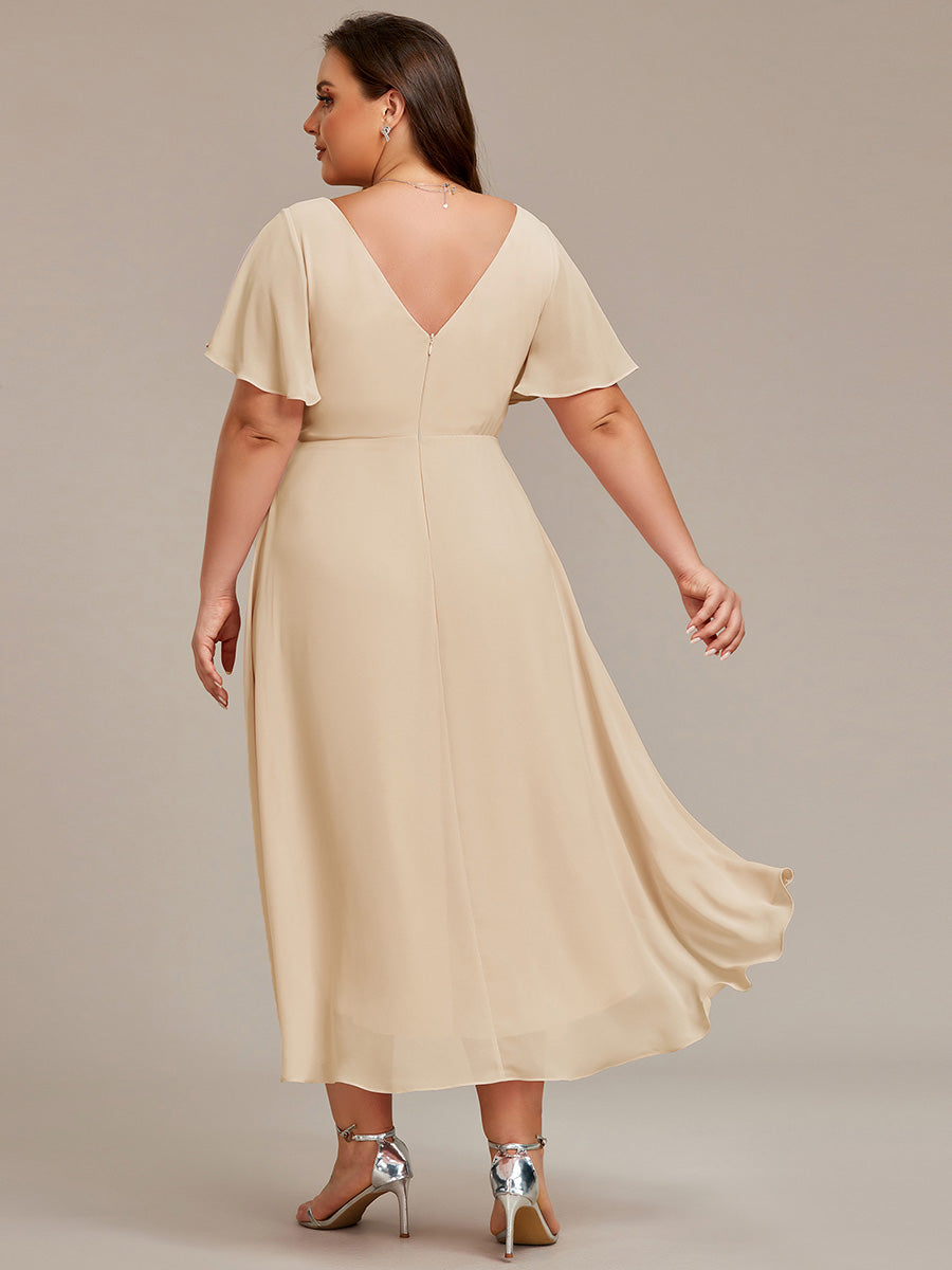 Robe Femme Coupe Fluide Col en V Élégante pour Invitée de Mariage