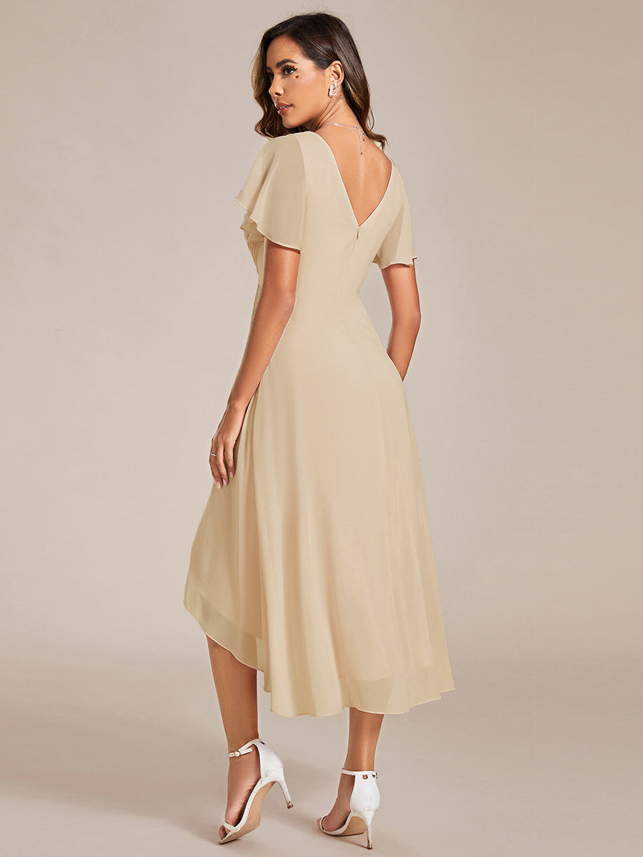 Robe Femme Coupe Fluide Col en V Élégante pour Invitée de Mariage