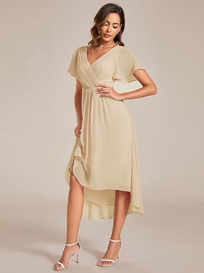 Robe Femme Coupe Fluide Col en V Élégante pour Invitée de Mariage