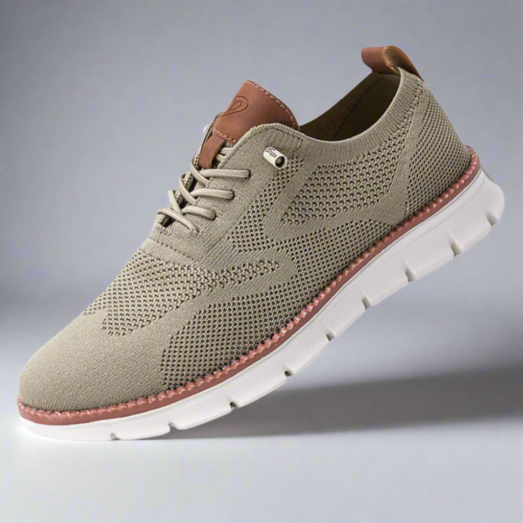 Chaussure running homme légère et respirante beige clair - PanierRoyale