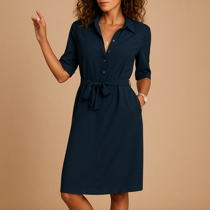 Robe Été Légère à Boutons et Poignets Courtes