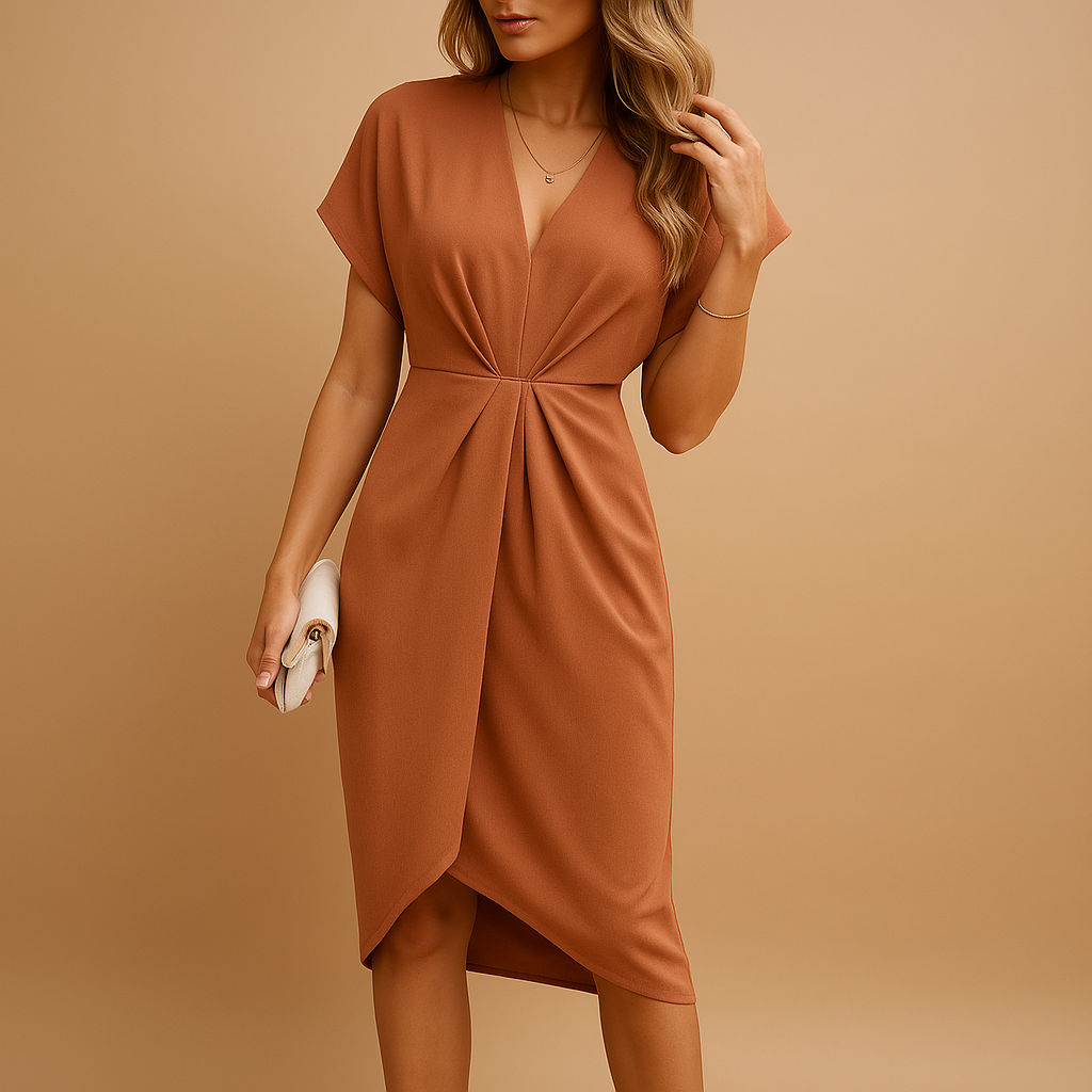 Robe Femme Élégante Mi-Longue à Décolleté Plunging