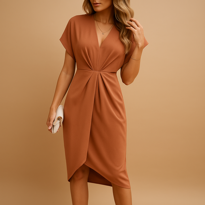 Robe Femme Élégante Mi-Longue à Décolleté Plunging