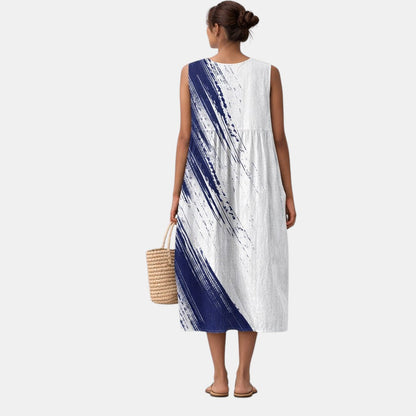 Robe midi Femme Sans Manches Coupe Droite Imprimé Graphique