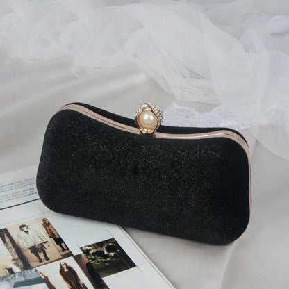 Sac Soirée Élégant avec Fermeture Perle et Détails Dorés