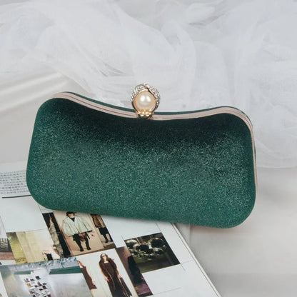 Sac Soirée Élégant avec Fermeture Perle et Détails Dorés