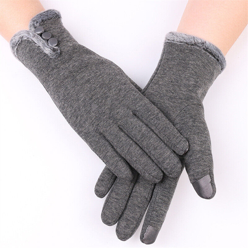 Gants en laine noirs élégants à boutons