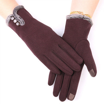 Gants en laine noirs élégants à boutons