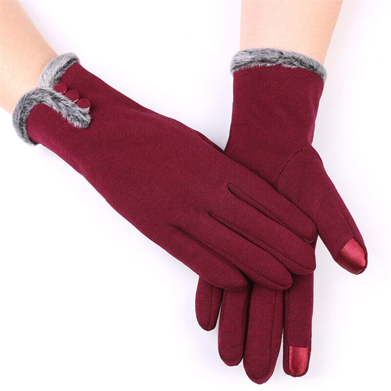 Gants en laine noirs élégants à boutons
