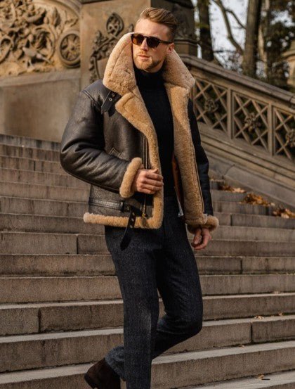 Blouson Aviateur Homme Classique à Fermeture Éclair