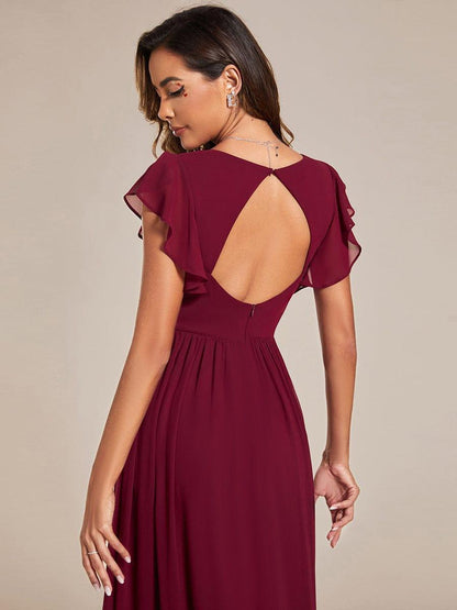 Robe Longue Femme en Mousseline Dos Ouvert Coupe Élégante