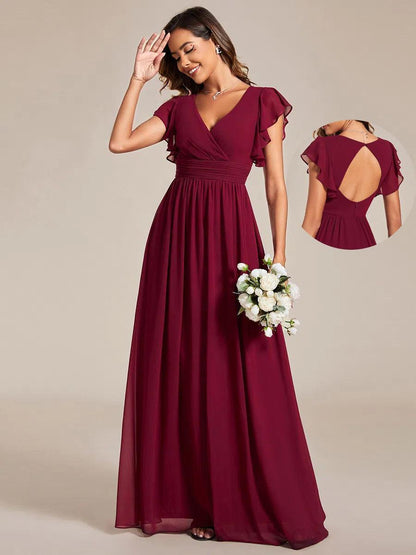 Robe Longue Femme en Mousseline Dos Ouvert Coupe Élégante - PanierRoyale