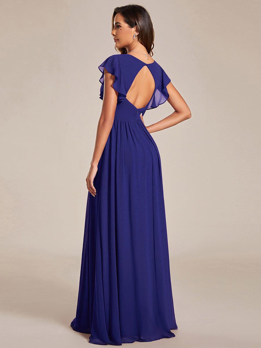 Robe Longue Femme en Mousseline Dos Ouvert Coupe Élégante